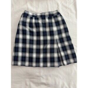 Parker Girls Plaid Pleated Skirt Pull-On Knee Length Blue White Size 10
